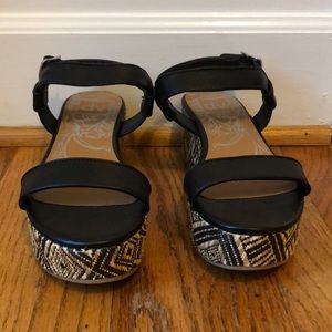 Black and Tan espadrilles platform sandals